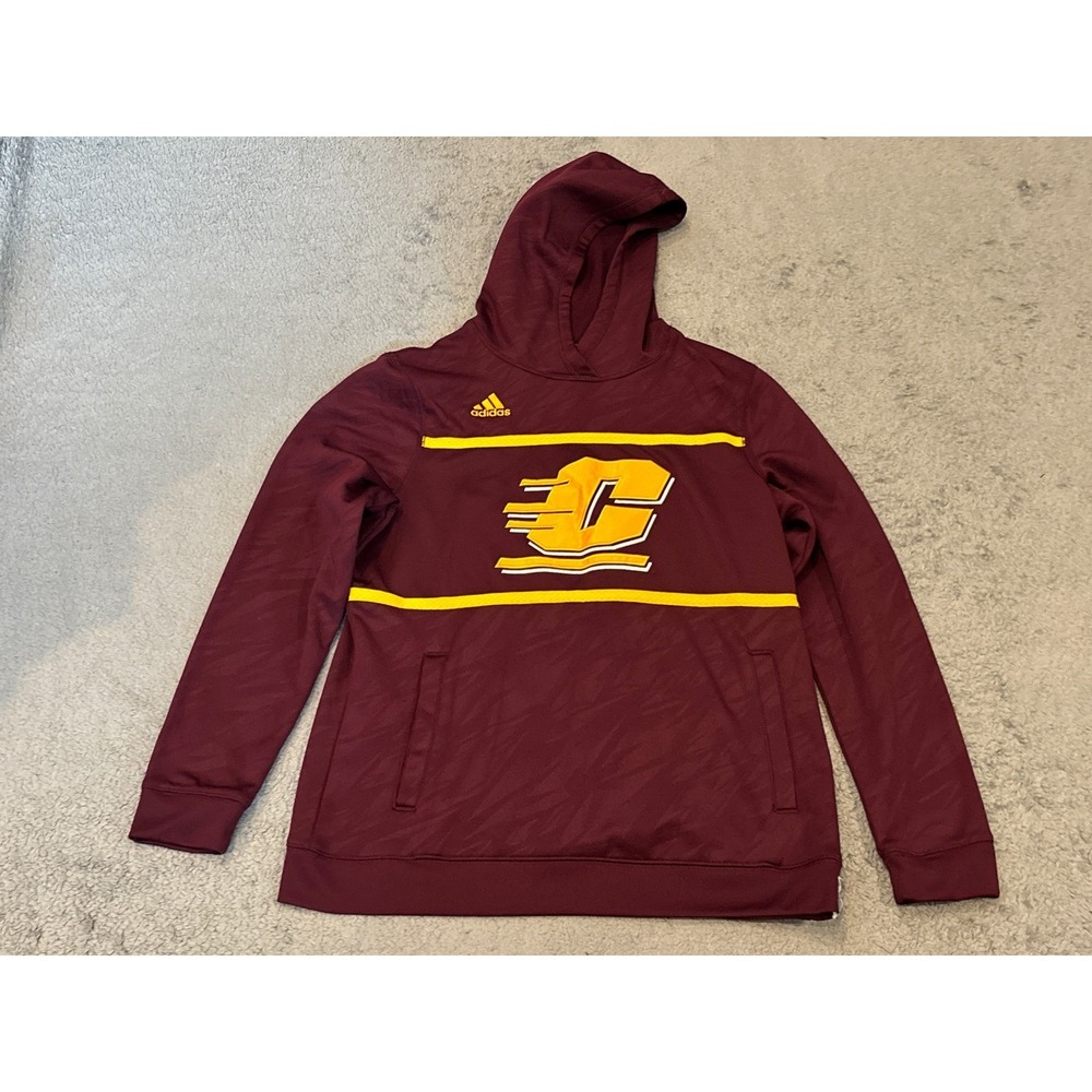 Adidas Central Michigan Chippewas Hoodie Maroon Yellow Women’s L CMU Sweatshirt